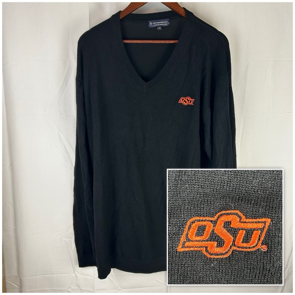 Oklahoma State Cowboys Hart Schaffner Marx V-Neck Sweater TALL‎ 2XT Black Wool